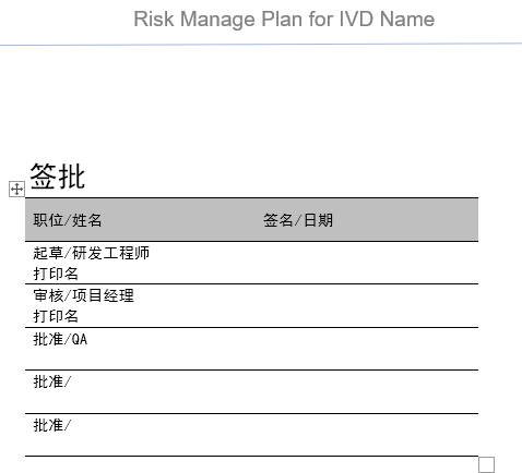Risk Management Plan Template (Chinese)